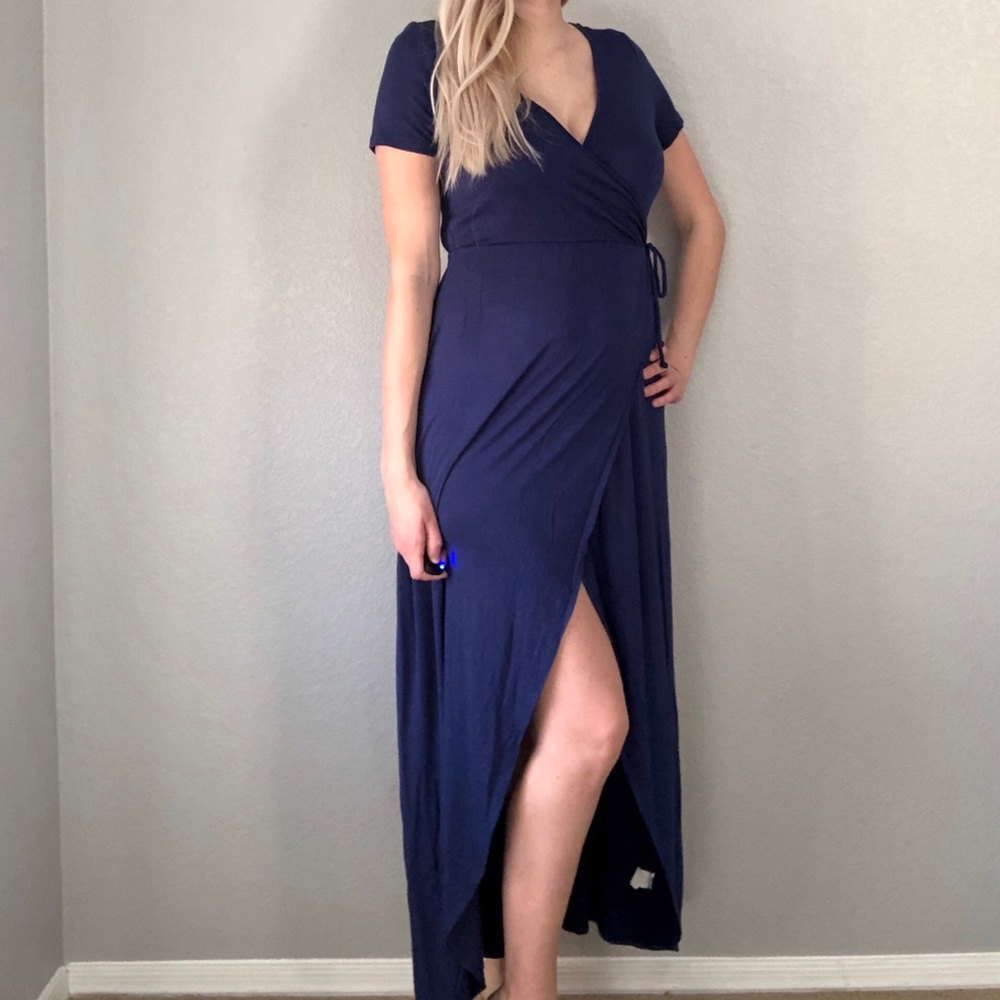 Women’s Blue Wrap Maxi Dress